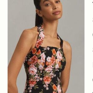 Anthropologie Pink and Black Halter - NWT
